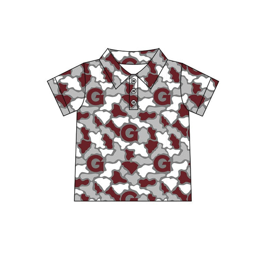 Preorder (moq 5)Baby Boys Short Sleeve Camo G Team Button Polo Shirts Top
