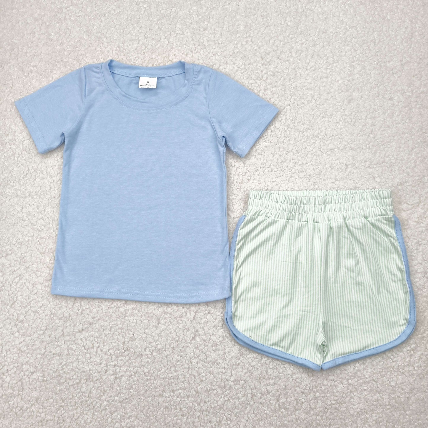 Sibling Baby Kids Short Sleeves Top Stripe Short Summer Set