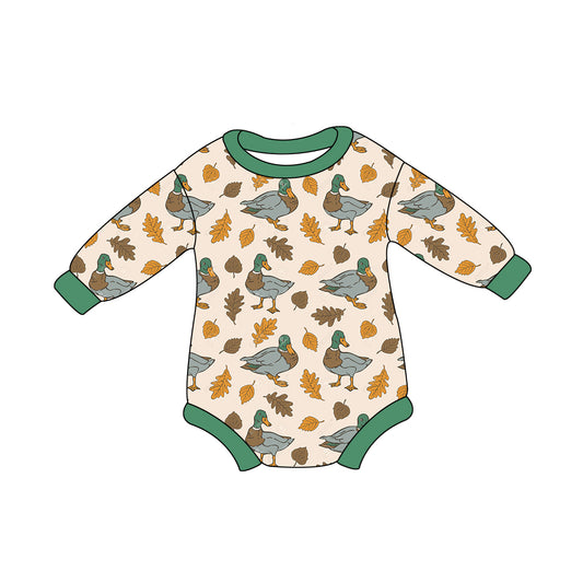 Baby Infant Girls Fall Mallard Ducks Rompers preorder(moq 5)