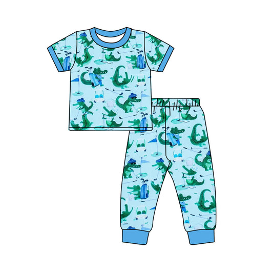 Baby Boys Crocodile Golf Shirt Pants Pajamas Clothing Sets preorder(MOQ 5)