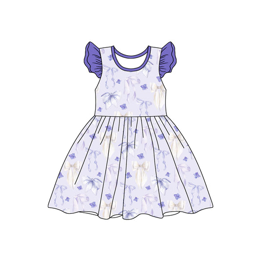 Preorder (moq 5)Baby Girls Lavender Bows Knee Length Dresses