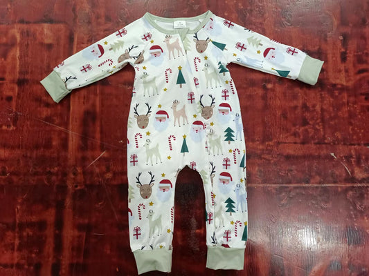 Baby Infant Kids Christmas Deer Zip Long Sleeve Rompers preorder(moq 5)