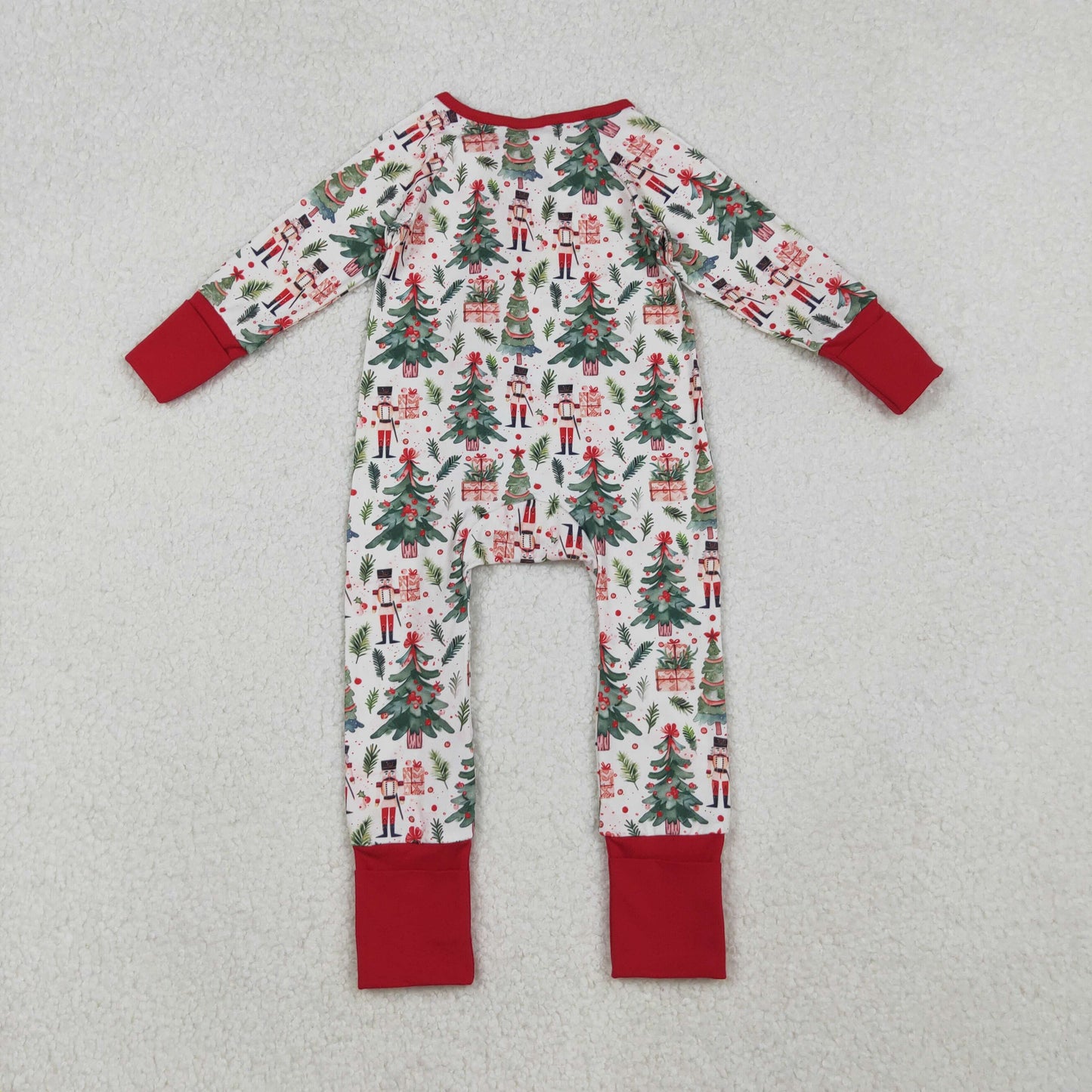 Baby Boys Christmas Trees Soldiers Zipper Footie Rompers