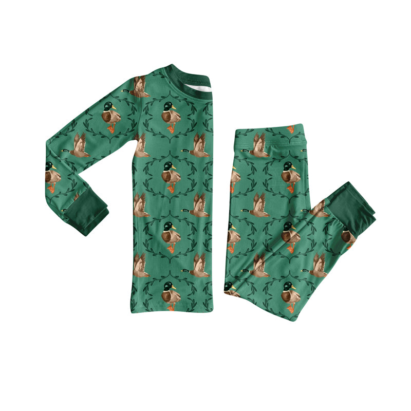 Preorder(moq 5) Baby Boys Mallard Ducks Green Hunting Top Pants Lounge Wear Pajamas Sets