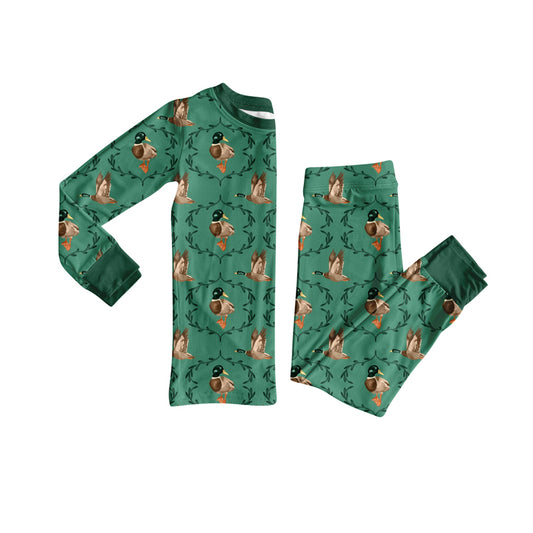 Preorder(moq 5) Baby Boys Mallard Ducks Green Hunting Top Pants Lounge Wear Pajamas Sets