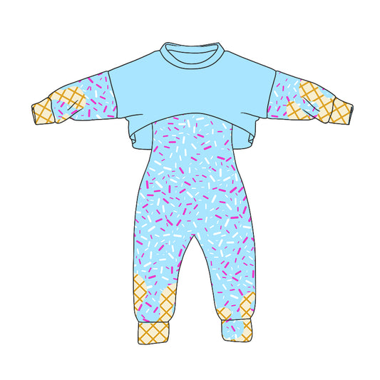 Preorder (moq 5)Baby Girls Long Sleeves Drip Shirt Top Jumpsuit 2 Piece Team Clothes Sets