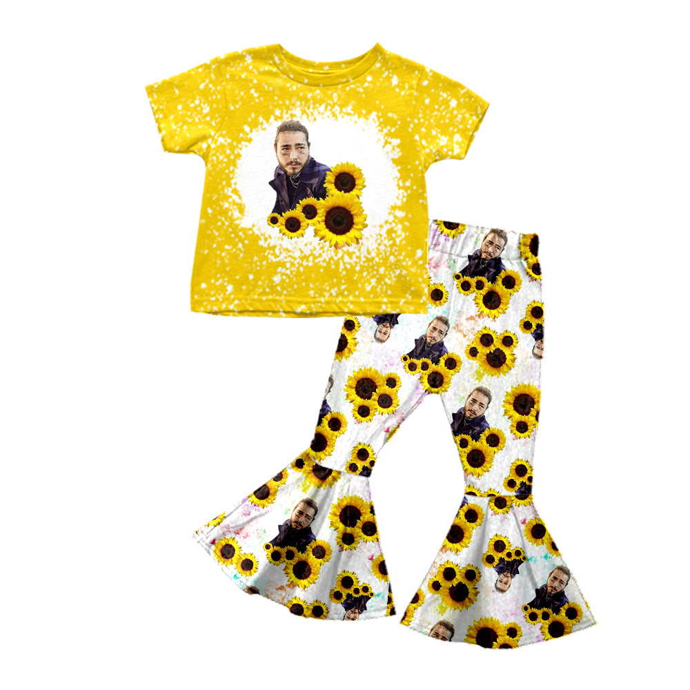 Baby Girls Short Sleeve Flowers Singer Shirt Bell Pants Clothes Sets preorder(moq 5)