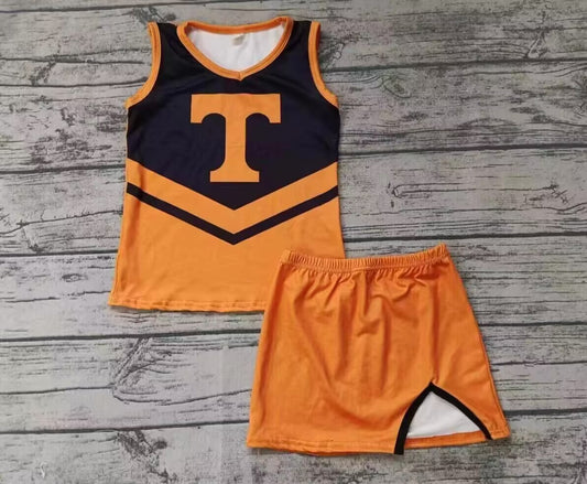 Preorder moq 5 Baby Girls Tennessee Dog Team Top Skirt Clothes Sets