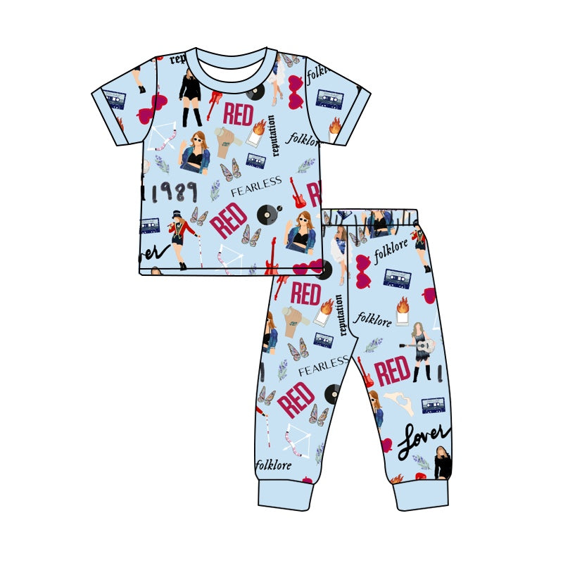 Baby Girls 1989 Singer Short Sleeve Shirt Legging Pajamas Clothes Sets Preorder(moq 5)