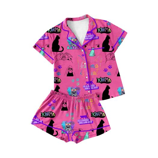 Baby Girls Cats Buttons Top Shorts Pajamas Clothes Sets split order preorder July 11th