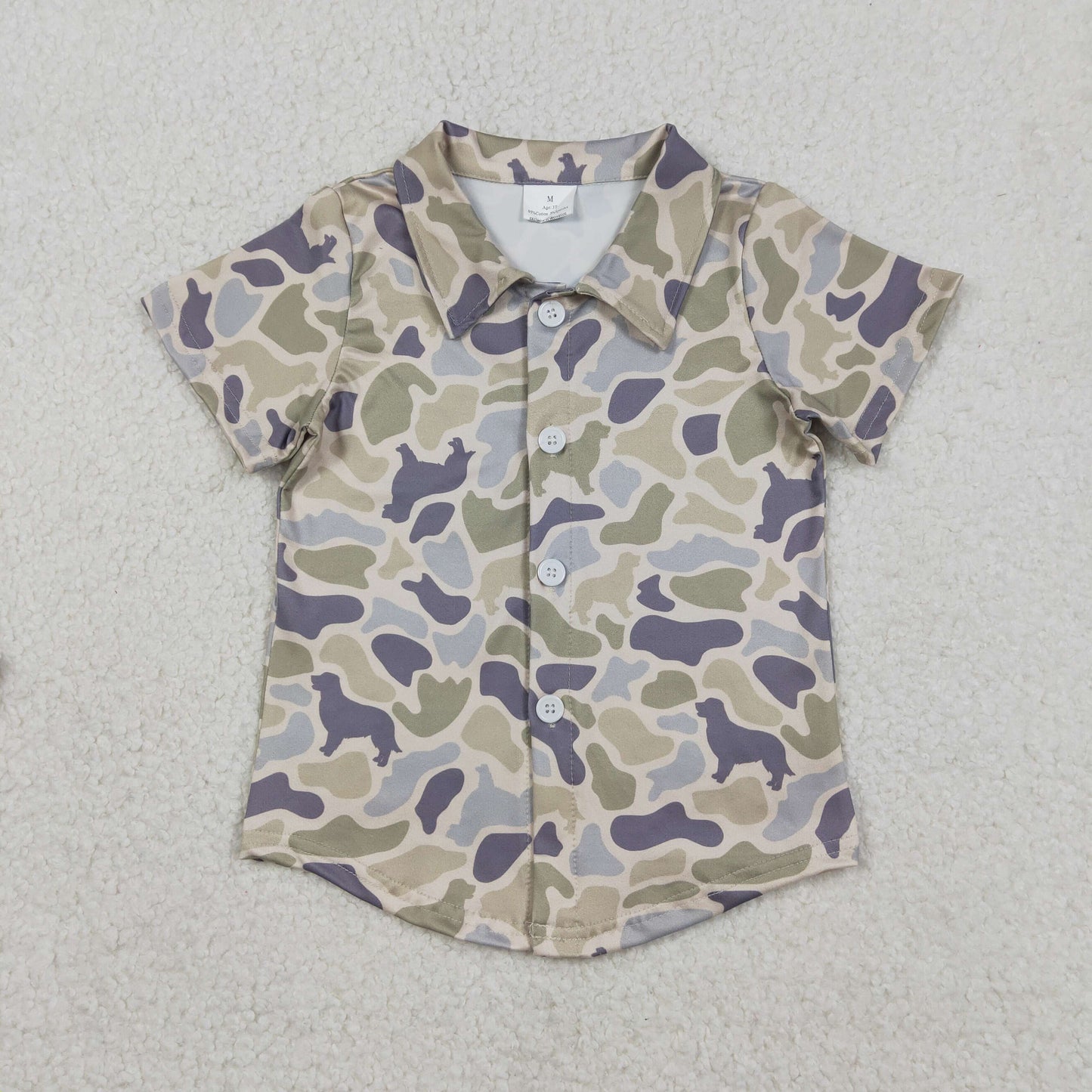 Baby Boys Southern Dogs Camo Hunting Button Shirts Top