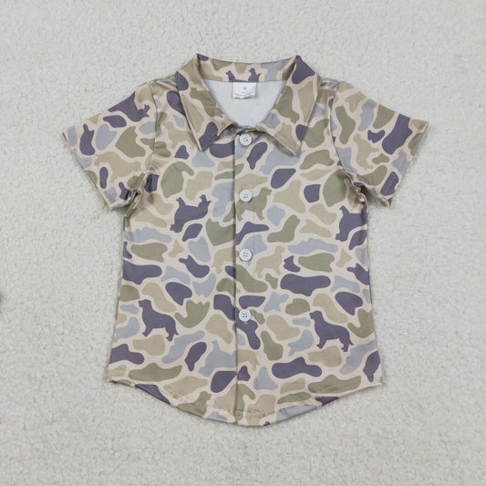 Baby Boys Southern Dogs Camo Hunting Button Shirts Top