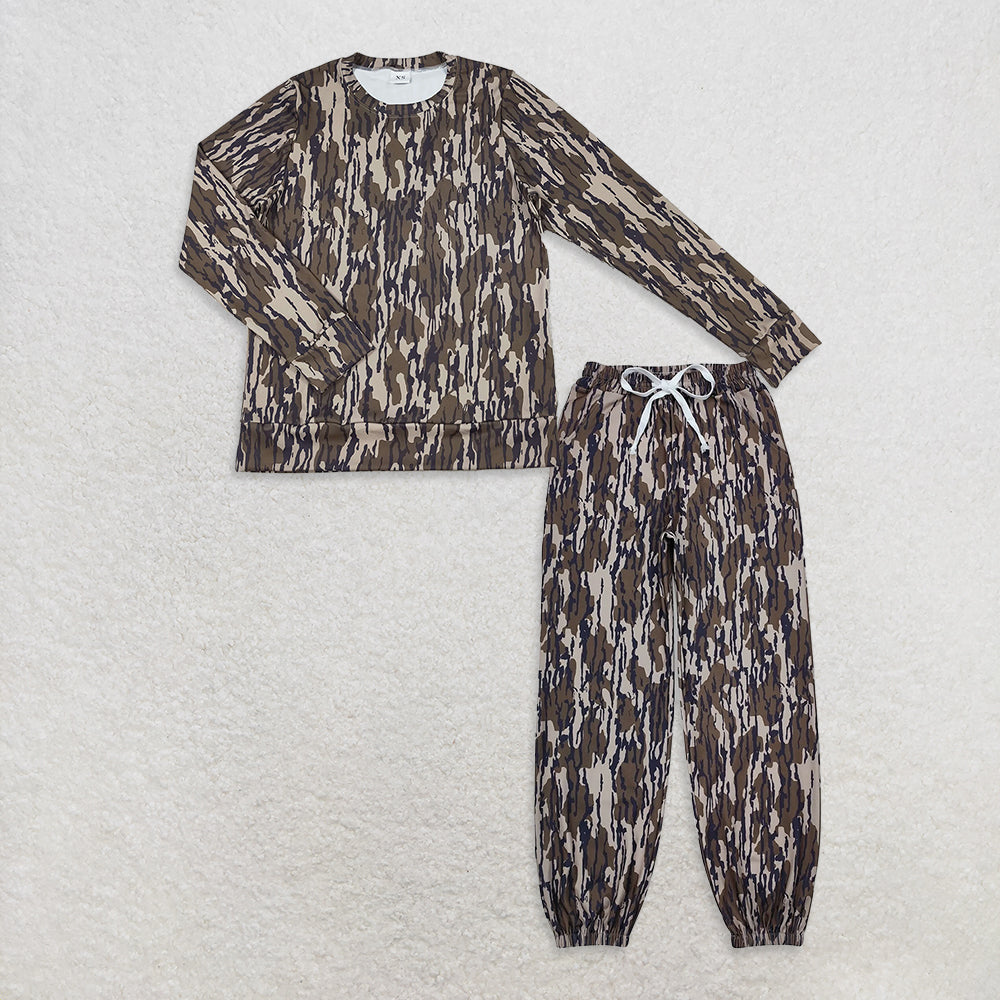 Sibling Adult Women Olive Camo Top Pockets Jogger Yoga Active Clothes Sets