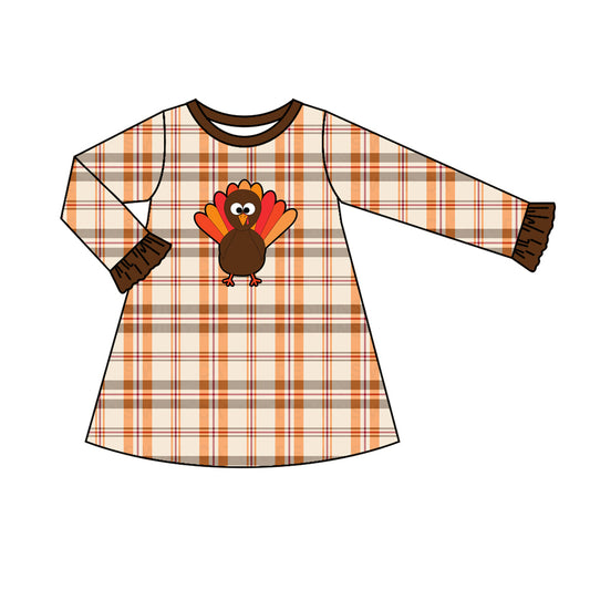 Baby Girls Thanksgiving Turkey Knee Length Dresses Preorder(moq 5)