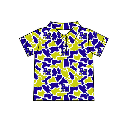 Preorder (moq 5)Baby Boys Short Sleeve Colorful Camo Team Button Polo Shirts Tops