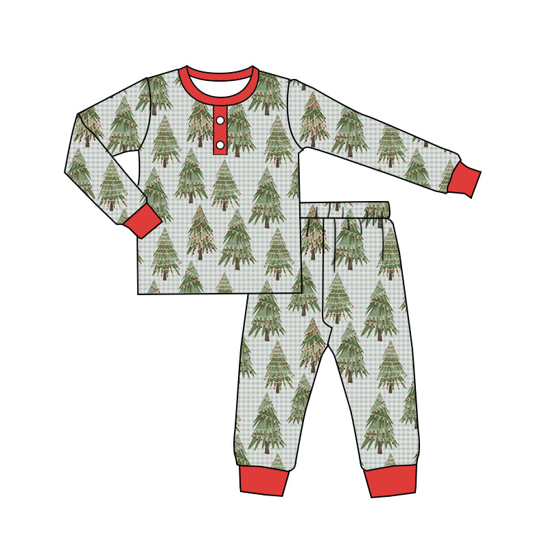 Baby Boys Christmas Tree Top Pants Pajamas Clothes Sets Preorder(moq 5)