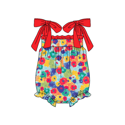 Baby Infant Girls Colorful Flowers Straps Rompers preorder(moq 5)