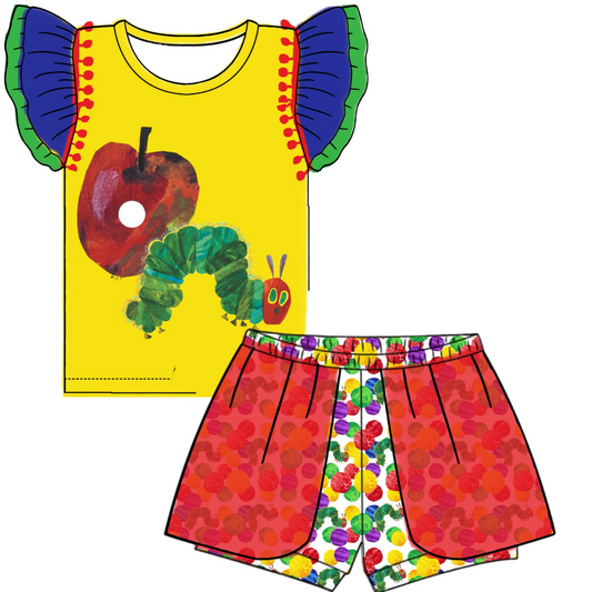Baby Girls Caterpillar Shirt Shorts Summer Clothes Sets preorder (moq 5)