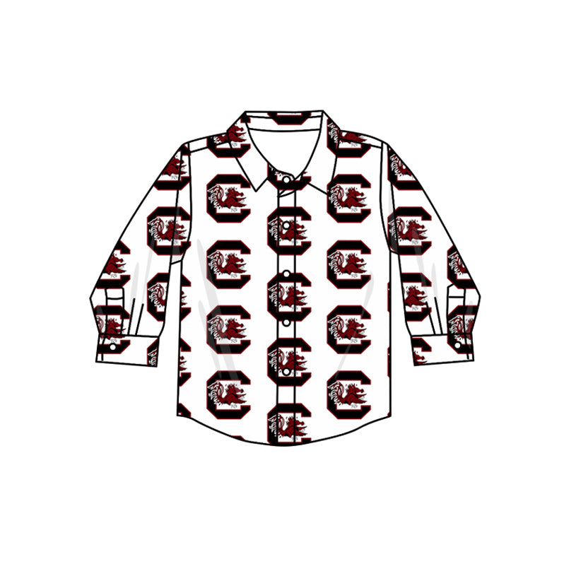 Preorder (moq 5)Baby Boys Long Sleeves Red Bull C Plaid Team Zipper Shirts Top