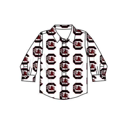 Preorder (moq 5)Baby Boys Long Sleeves Red Bull C Plaid Team Zipper Shirts Top