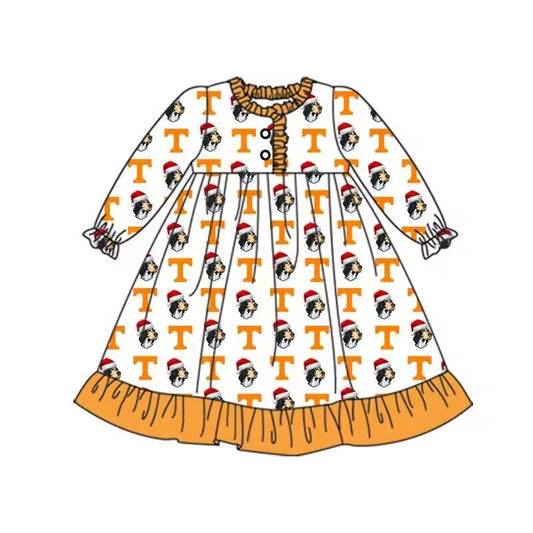 preorder moq 5 Baby Girls Tennessee Dog Team Knee Length Dresses
