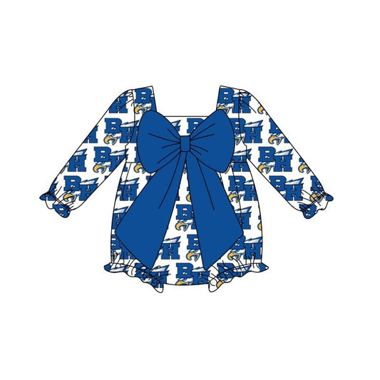 Preorder (moq 5)Baby Girls BH Eagle Blue Bow Rompers