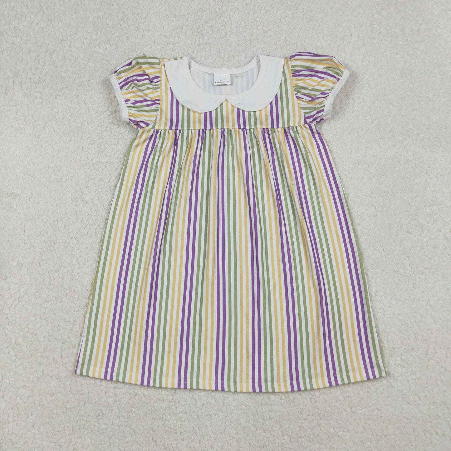 Baby Girls Mardigras Stripes Collar Knee Length Dresses
