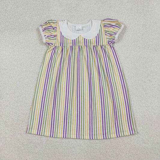 Baby Girls Mardigras Stripes Collar Knee Length Dresses