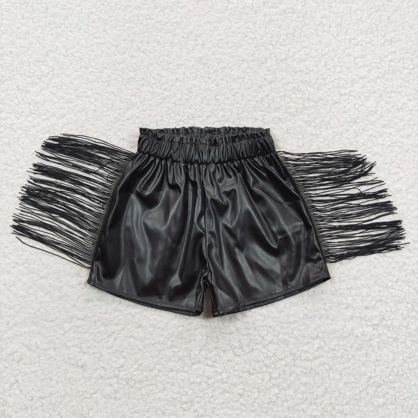 Baby Girls Tassels Fashion Sibling Sister Pleather Shorts