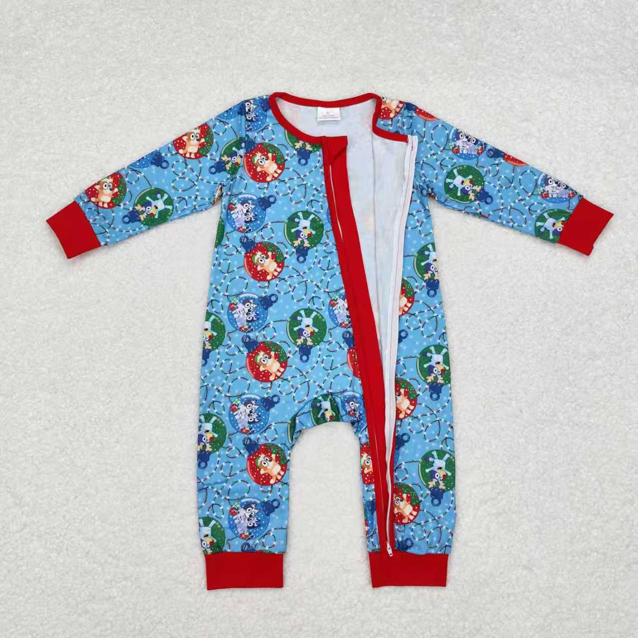 Sibling Baby Boys Christmas Dogs Top Pants Pajamas Clothes Sets Zipper Footie Romper
