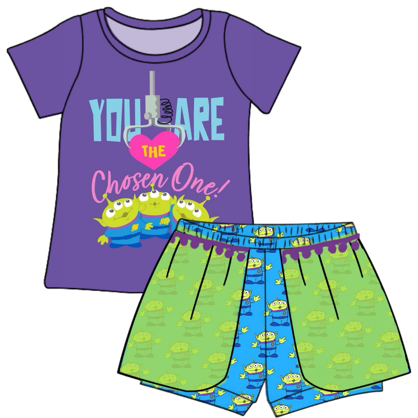 Baby Girls Green Monster Shirt Shorts Summer Clothes Sets preorder (moq 5)