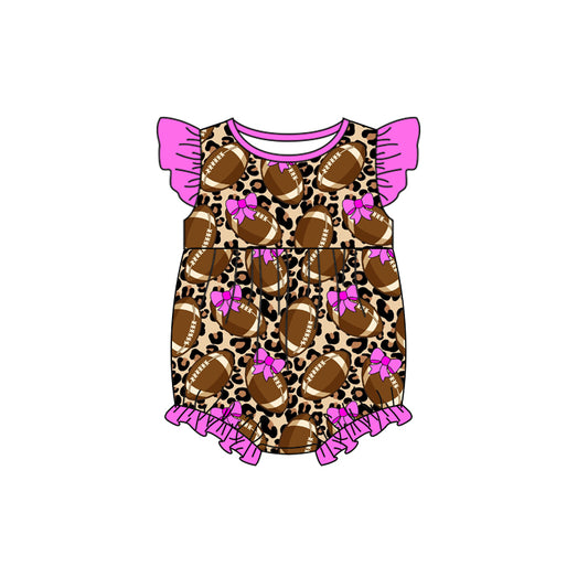 Baby Infant Girls Football Bow Leopard Rompers preorder(moq 5)