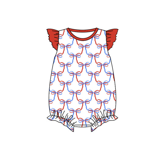 Preorder(moq 5)Baby Infant Girls 4th Of July Bows Rompers