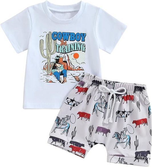 Baby Boys Cowboy Shirt Rodeo Shorts Clothes Sets preorder (moq 5)