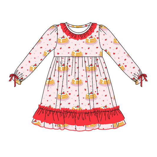 Baby Girls Pink Strawberry Cakes Knee Length Dresses preorder(MOQ 5)