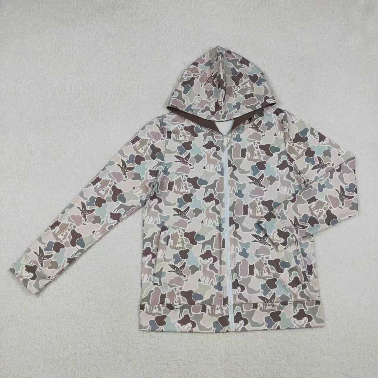 Family Adult Kids Hunting Bows Camo Pockets Zipper Hoodies Jackets Tops