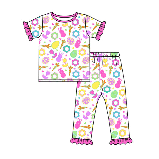 Baby Girls Easter Carrot Rabbits Top Pants Pajamas Clothes Sets preorder(MOQ 5)