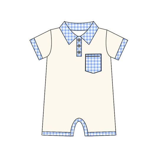 Baby Infant Boys Spring Short Sleeve Buttons Rompers Preorder(moq 5)