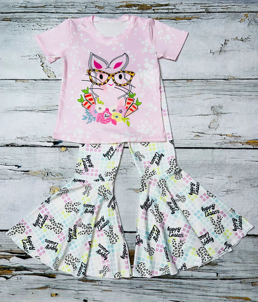 Baby Girls Easter Rabbit Flower Tee Shirts Bell Pants Clothes Sets preorder(moq 5)