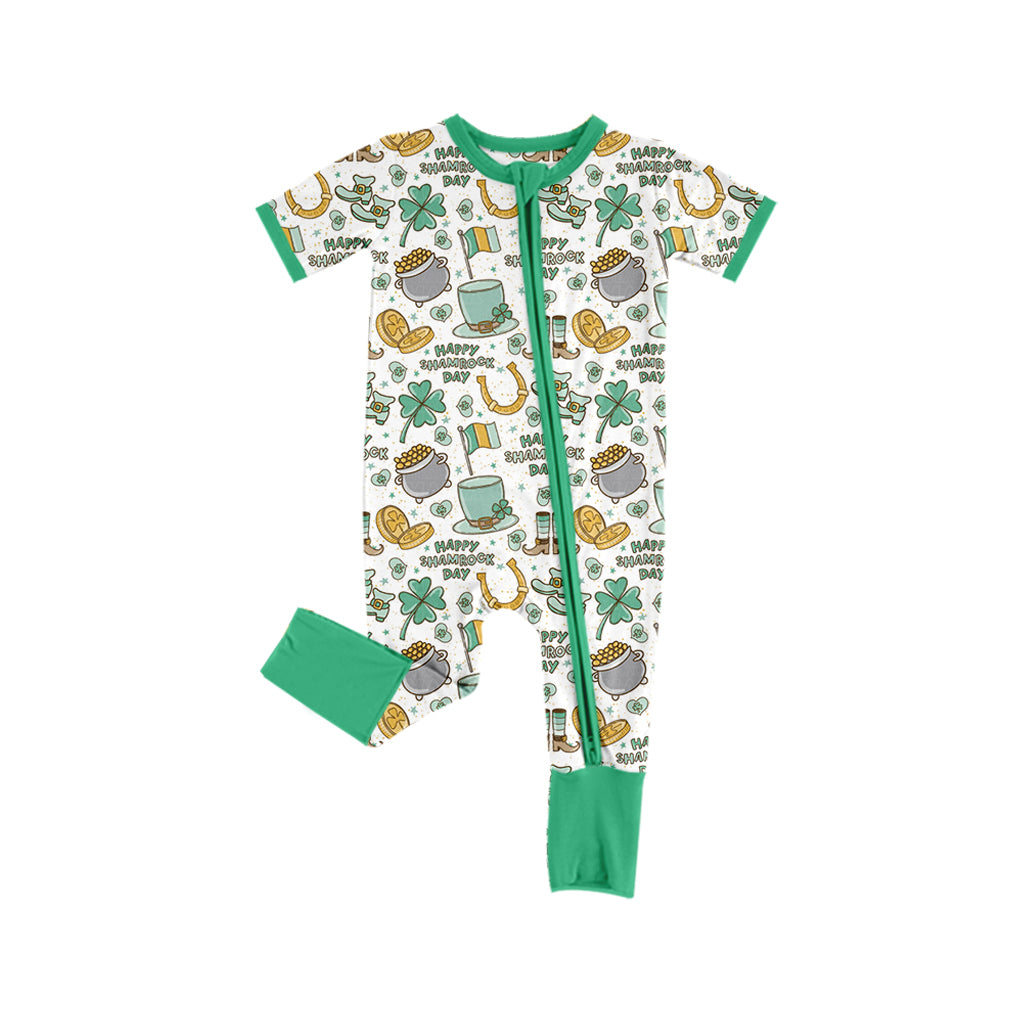 Baby Girls Happy Shamrock Day Zip Rompers preorder(moq 5)