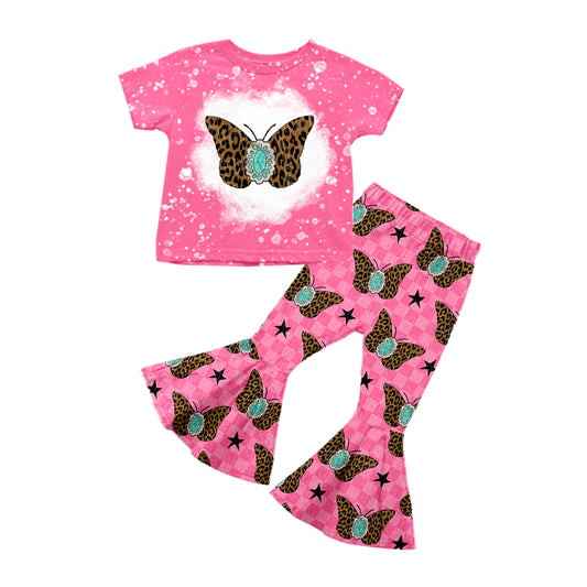Baby Girls Pink Butterfly Shirt Bell Pants Clothes Sets order preorder (moq 5)