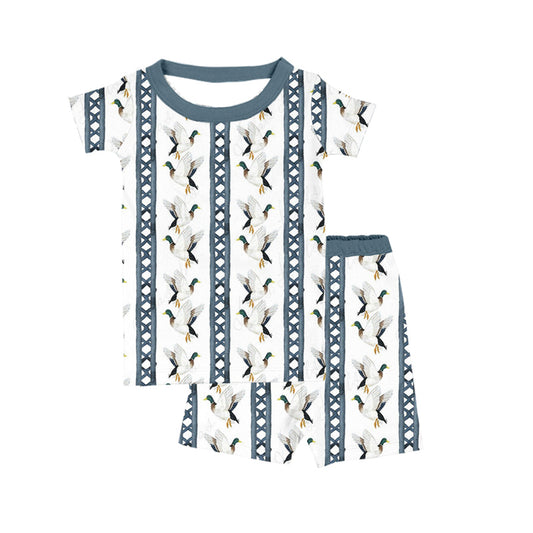 Baby Boys Ducks Grey Short Sleeve Top Shorts Pajamas Outfits Clothes Sets Preorder(moq 5)