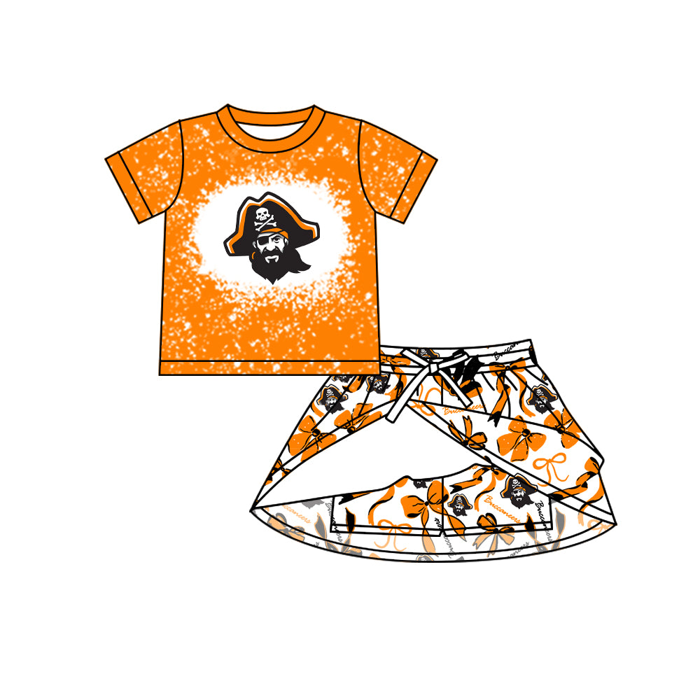 Preorder (moq 5)Baby Girls Buccaneers team Top Skirt Skort Sets