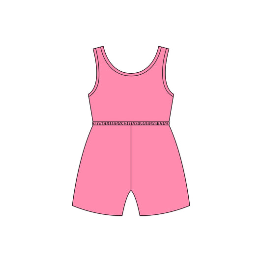 Preorder (moq 5)Baby Girls Pink Cotton Shorts Summer Jumpsuits