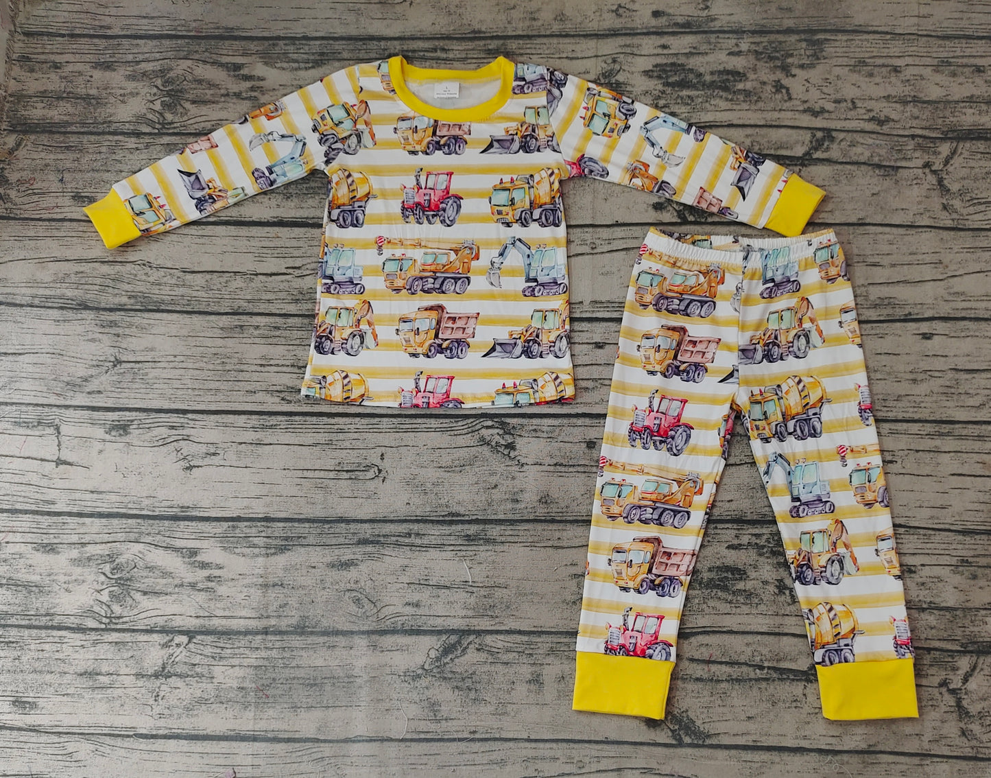 Baby Boys Stripes Constrcution 2pcs Fall Pajamas Clothes Sets