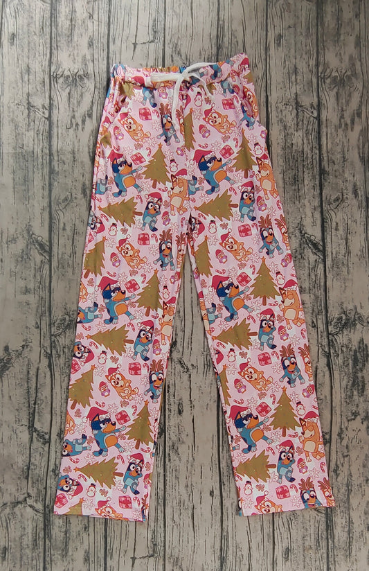 Adult Women Christmas Dog Pink Color String Pants Pajamas