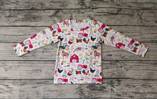 Baby Kids Farm Long Sleeve Chicken Tee Shirt Tops
