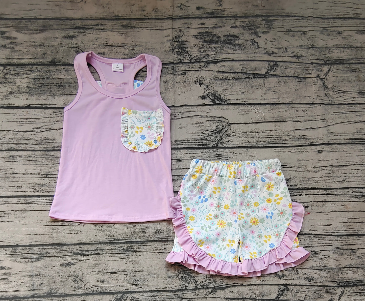 Baby Girls Pink Sleeveless Tank Top Shirts Flowers Ruffle Shorts Summer Clothes Sets