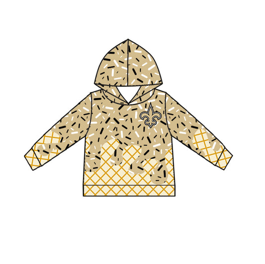 Preorder (moq 5)Baby Boys Drip Sprinkles New Orleans Saints Team Long Sleeves Hoodies Top