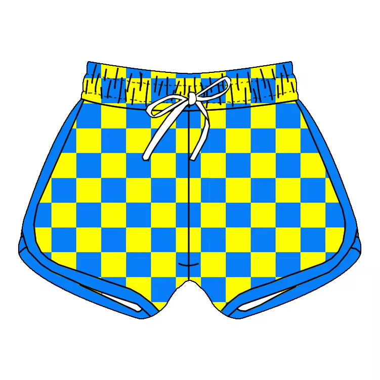 Baby Girls Green Yellow Checkered Sports Shorts Bottoms Preorder(moq 5)